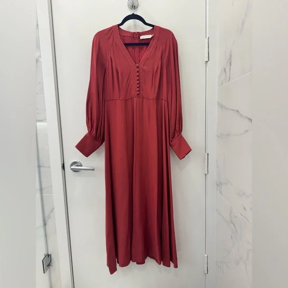burgundy zimmermann dress Zimmermann // Silk Ruffled Wrap Dress  VSP Consignment